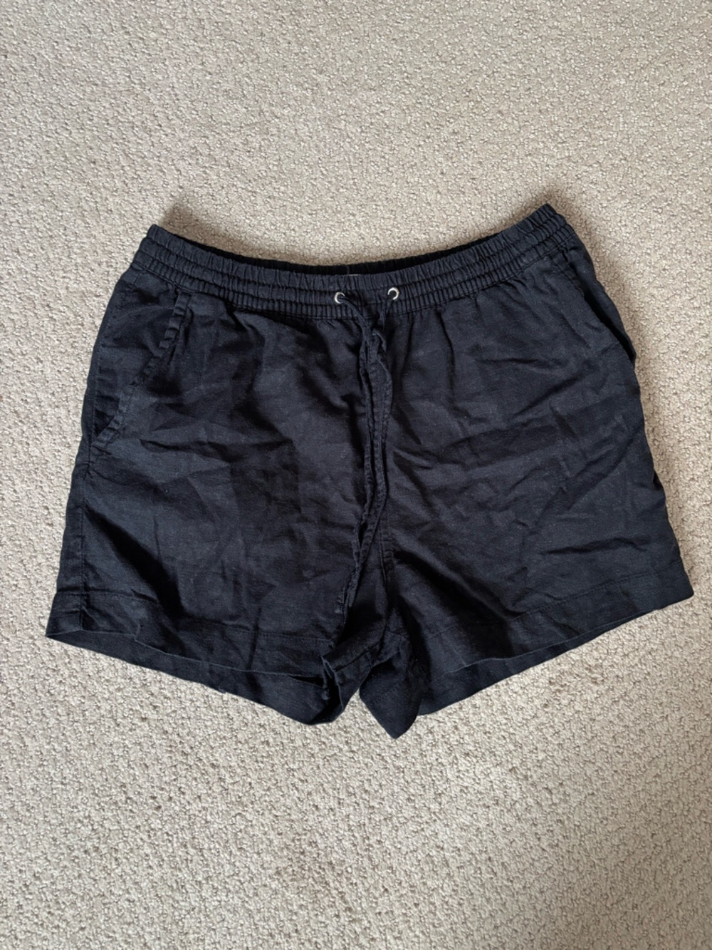 H&M Black Linen Blend Shorts